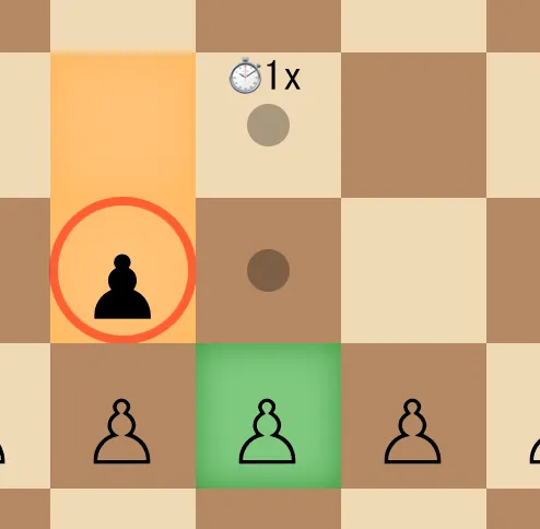 The pawn moves forward and captures diagonally forward